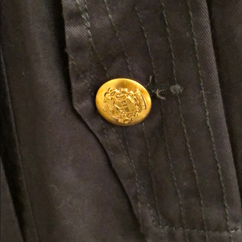 New Zara navy military tailored band jacket pea coat cotton trench blazer jacket - Picture 5 of 8